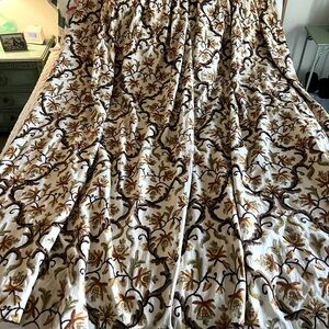 Vintage Crewel Embroidered Drapes 92” long Heavy well made w/ tie backs